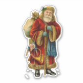 Vintage-kerstkerstbejaarde wereldkerstbedekking sticker (Voorkant)