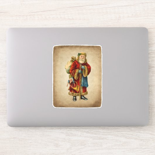 Vintage-kerstkerstbejaarde wereldkerstbedekking sticker (Computer)