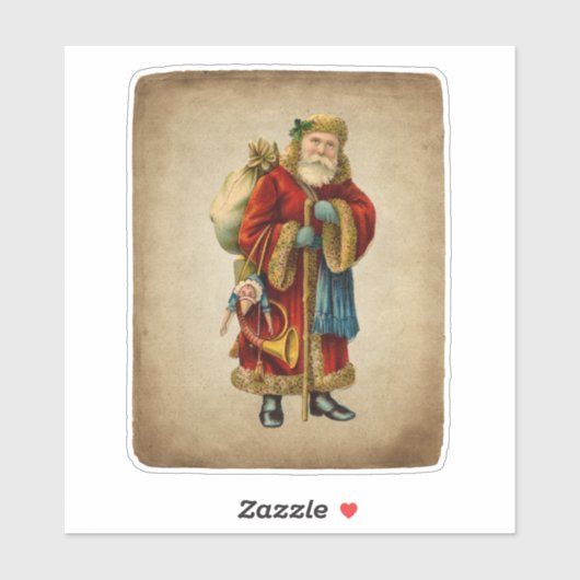 Vintage-kerstkerstbejaarde wereldkerstbedekking sticker (Vel)