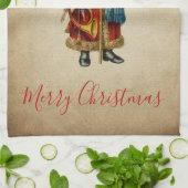 Vintage-kerstkerstbejaarde wereldkerstbedekking theedoek (Gevouwen)