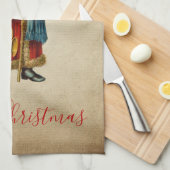 Vintage-kerstkerstbejaarde wereldkerstbedekking theedoek (Quarter Fold)