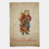 Vintage-kerstkerstbejaarde wereldkerstbedekking theedoek (Verticaal)