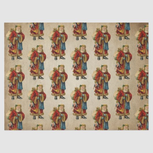 Vintage-kerstkerstbejaarde wereldkerstbedekking tissuepapier (Voorkant)