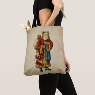 Vintage-kerstkerstbejaarde wereldkerstbedekking tote bag