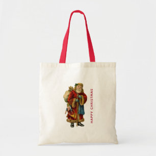 Vintage-kerstkerstbejaarde wereldkerstbedekking tote bag