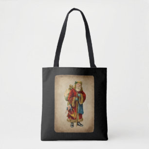 Vintage-kerstkerstbejaarde wereldkerstbedekking tote bag