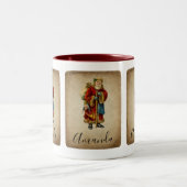 Vintage-kerstkerstbejaarde wereldkerstbedekking tweekleurige koffiemok (Center)