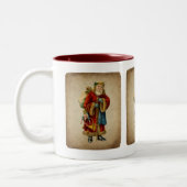 Vintage-kerstkerstbejaarde wereldkerstbedekking tweekleurige koffiemok (Links)