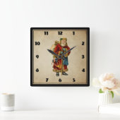 Vintage-kerstkerstbejaarde wereldkerstbedekking vierkante klok (Huis)