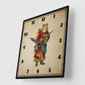 Vintage-kerstkerstbejaarde wereldkerstbedekking vierkante klok (Hoek)