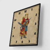 Vintage-kerstkerstbejaarde wereldkerstbedekking vierkante klok (Hoek)