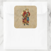 Vintage-kerstkerstbejaarde wereldkerstbedekking vierkante sticker (Tas)