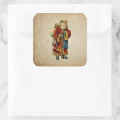 Vintage-kerstkerstbejaarde wereldkerstbedekking vierkante sticker (Tas)