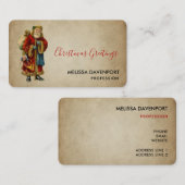Vintage-kerstkerstbejaarde wereldkerstbedekking visitekaartje (Voorkant / Achterkant)