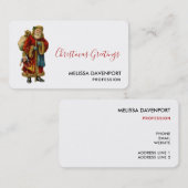 Vintage-kerstkerstbejaarde wereldkerstbedekking visitekaartje (Voorkant / Achterkant)