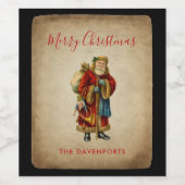 Vintage-kerstkerstbejaarde wereldkerstbedekking wijn etiket (Enkel label)