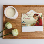 Vintage kerstkerstcadeautjes Baby Boy Feestdagenkaart<br><div class="desc">Dit  kerstwinterrood,  zwart en beige feestdag Briefkaart met een baby die zijn brief aan kerstcadeautjes geeft,  is perfect voor uw feestelijke groet. Je kunt ook andere design vinden in deze stiel in mijn Zazzle winkel.</div>