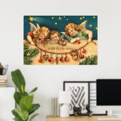 Vintage kerstkerstengelse Poster (Thuiskantoor)