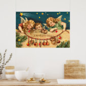Vintage kerstkerstengelse Poster (Keuken)