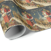 Vintage kerstkerstfeestdag betegeld cadeaupapier (Rol Hoek)