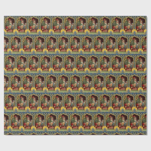 Vintage kerstkerstfeestdag betegeld cadeaupapier (Vlak)