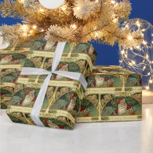 Vintage Kerstkerstfeestdag betrapt Cadeaupapier
