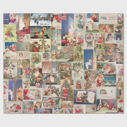 Vintage kerstkerstfeestdag Briefkaart ontkoppeling Cadeaupapier (Vlak)