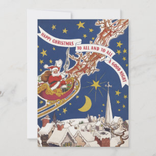 Vintage kerstkerstkerstbedekking in Sleigh Invitat Kaart