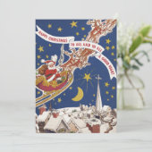 Vintage kerstkerstkerstbedekking in Sleigh Invitat Kaart (Staand voorkant)