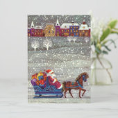 Vintage kerstkerstkerstbedekking in Sleigh Invitat Kaart (Staand voorkant)