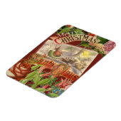 Vintage kerstkerstkerstbedekking in Victoriaans sl Magneet (Linkerzijde)