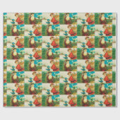 Vintage kerstkerstkerstfeestdag — verpakkingspapie cadeaupapier (Vlak)