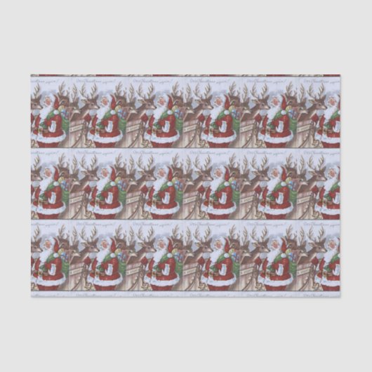 Vintage kerstkerstkerstfeestrendieren betegeld tissuepapier (Voorkant)