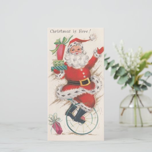 Vintage kerstkerstkerstfeestrondjes feestdagenkaart (Staand voorkant)