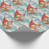 Vintage Kerstkerstkersthelikopter Cadeaupapier (Hoek)