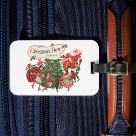 Vintage kerstkerstkerstkerstbedekking en danskinde bagagelabel