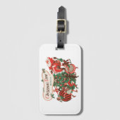 Vintage kerstkerstkerstkerstbedekking en danskinde bagagelabel (Voorkant (verticaal))