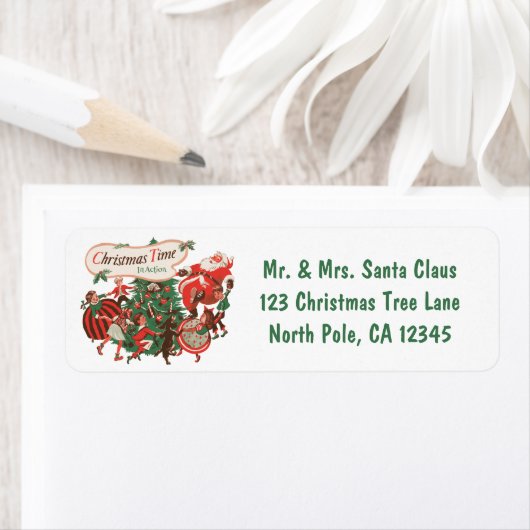 Vintage kerstkerstkerstkerstbedekking en danskinde etiket (Insitu)