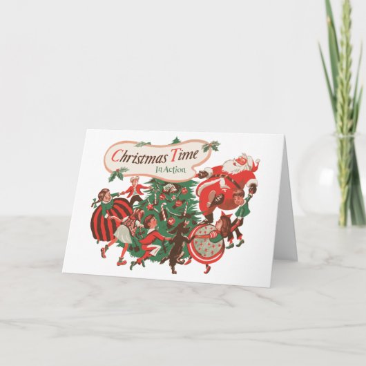 Vintage kerstkerstkerstkerstbedekking en danskinde feestdagen kaart (Voorkant)