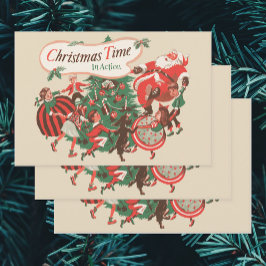 Vintage kerstkerstkerstkerstbedekking en danskinde inpakpapier vel