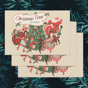 Vintage kerstkerstkerstkerstbedekking en danskinde inpakpapier vel