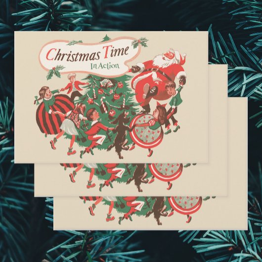 Vintage kerstkerstkerstkerstbedekking en danskinde inpakpapier vel