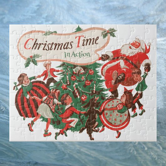 Vintage kerstkerstkerstkerstbedekking en danskinde legpuzzel