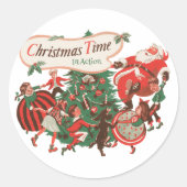 Vintage kerstkerstkerstkerstbedekking en danskinde ronde sticker (Voorkant)