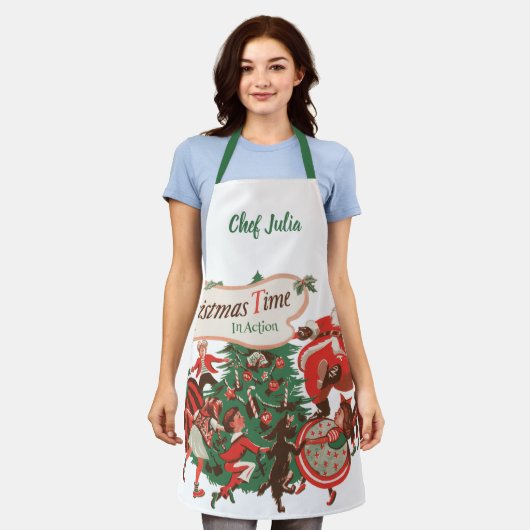 Vintage kerstkerstkerstkerstbedekking en danskinde schort (Gedragen)