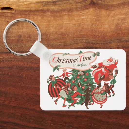 Vintage kerstkerstkerstkerstbedekking en danskinde sleutelhanger (Achterkant)