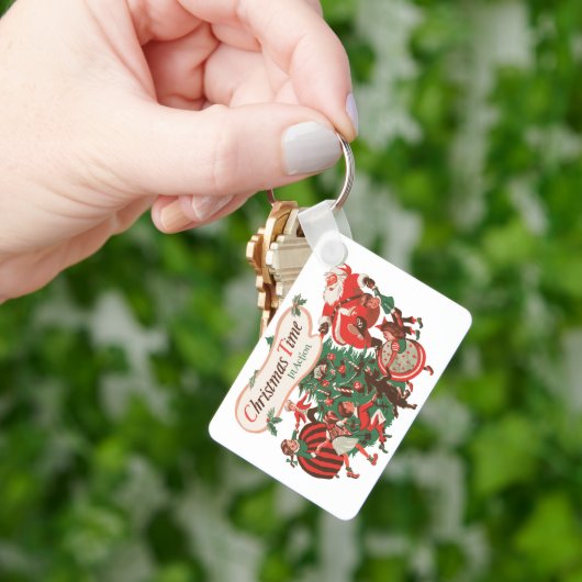 Vintage kerstkerstkerstkerstbedekking en danskinde sleutelhanger (Hand)