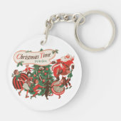 Vintage kerstkerstkerstkerstbedekking en danskinde sleutelhanger (Achterkant)