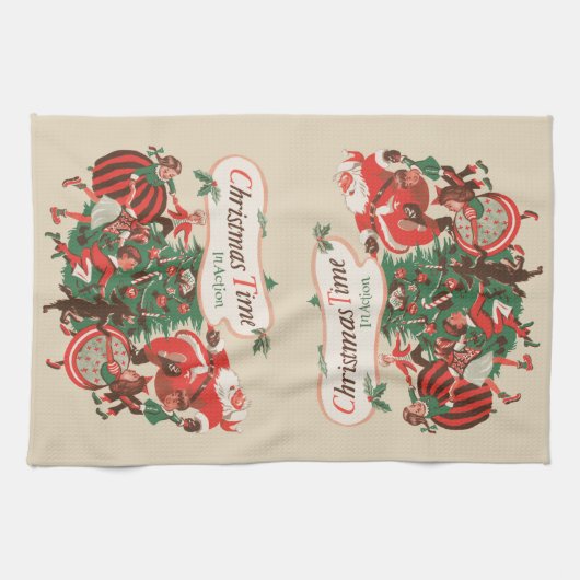 Vintage kerstkerstkerstkerstbedekking en danskinde theedoek (Horizontaal)