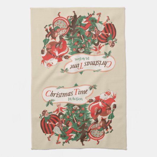 Vintage kerstkerstkerstkerstbedekking en danskinde theedoek (Verticaal)